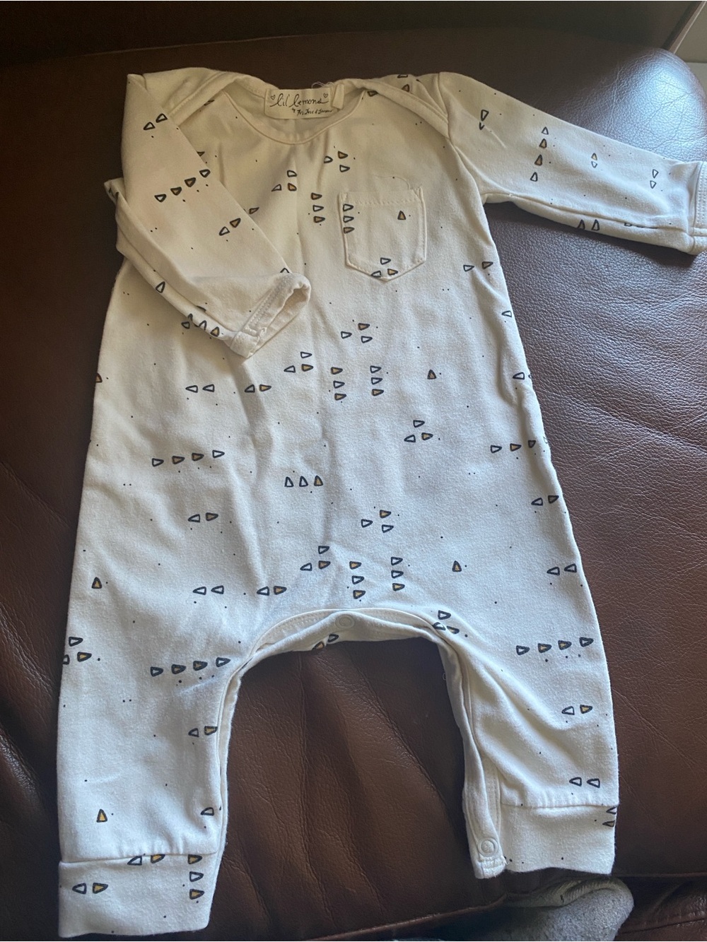 For Love & Lemons Cream Long-Sleeve Baby Lil Lemons